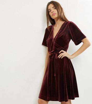 Tall Burgundy Velvet Wrap Front Dress ...